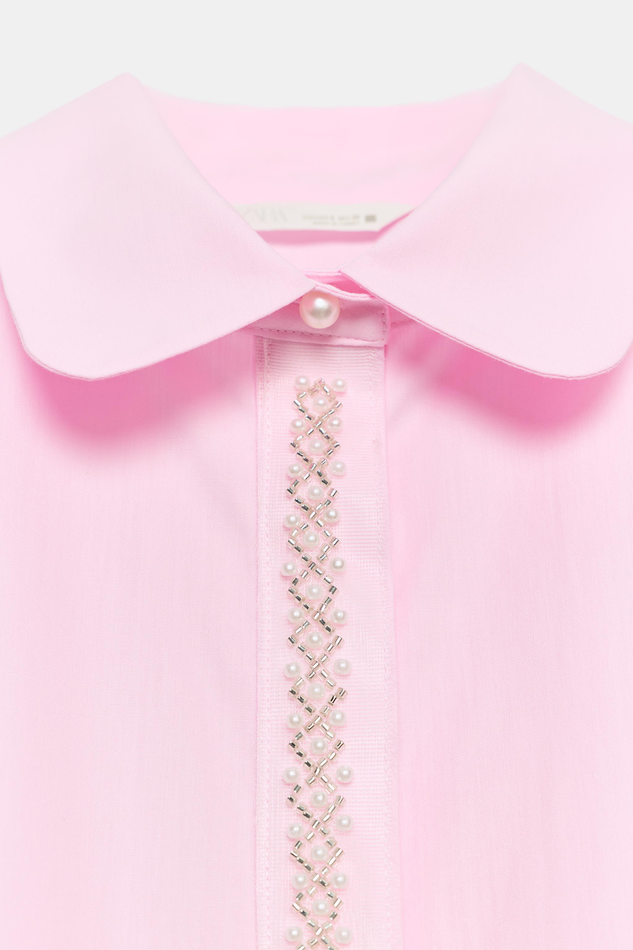 SHORT SLEEVE SHIRT WITH PEARLS